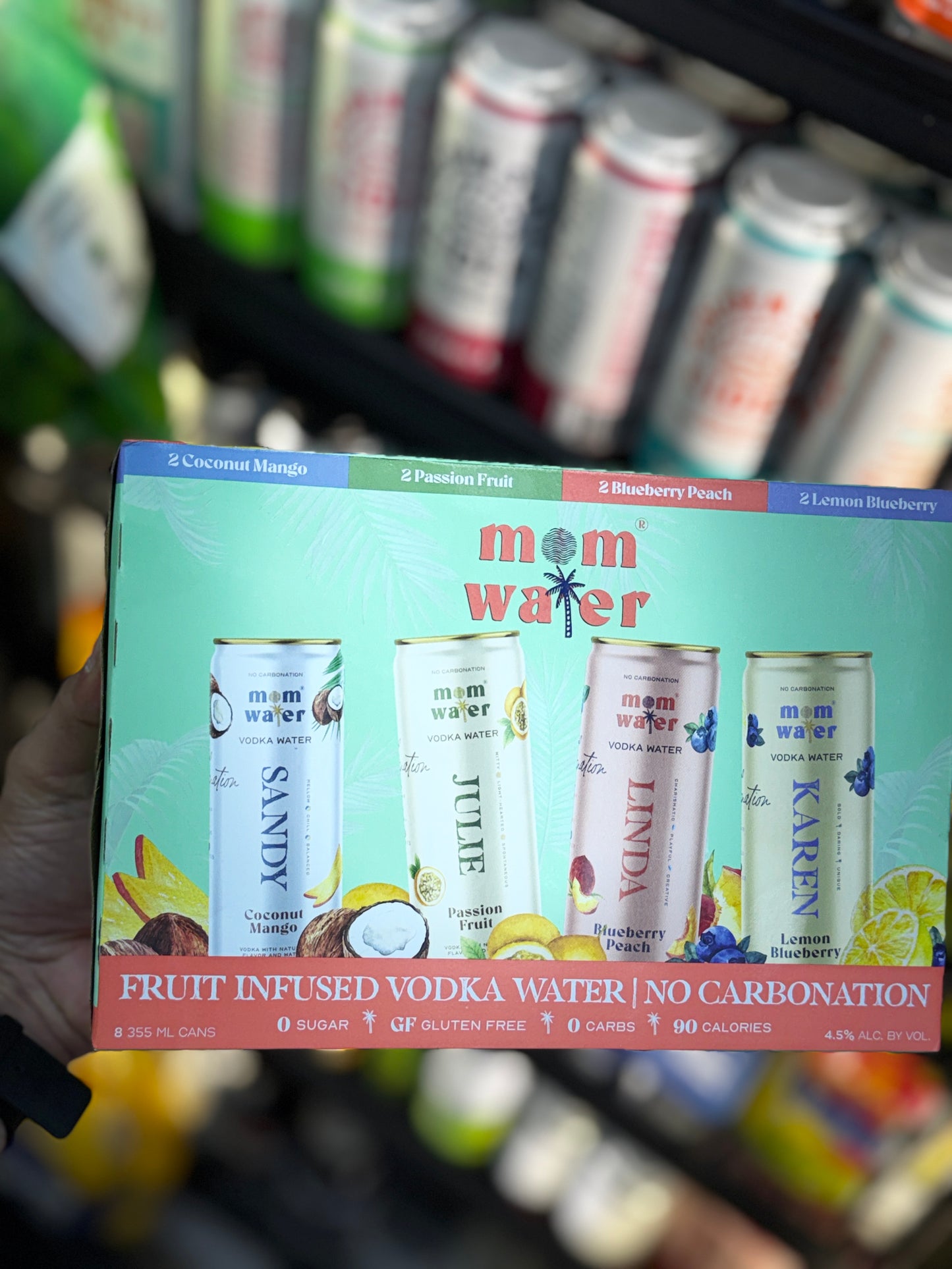 Mom Water Variety Pack Vodka Water (Sandy, Julie, Linda, Karen) - 8 Pack Cans