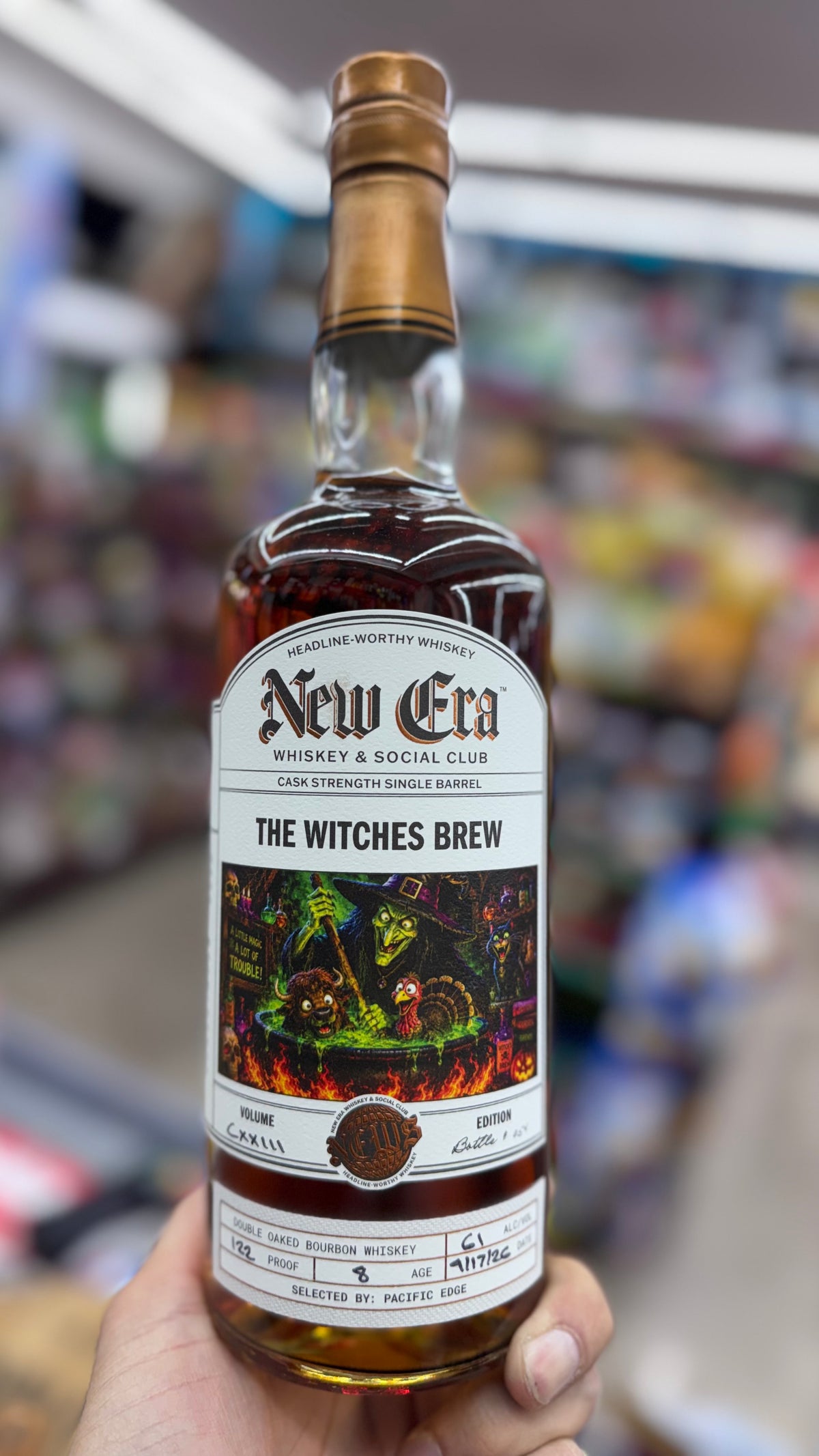 New Era Whiskey & Social Club 'The Witches Brew' 8 Year Buff Turkey Cask Strength Single Barrel Double Oaked Bourbon (Vol. CXXIII) 122 Proof