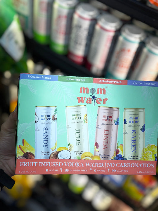 Mom Water Variety Pack Vodka Water (Sandy, Julie, Linda, Karen) - 8 Pack Cans