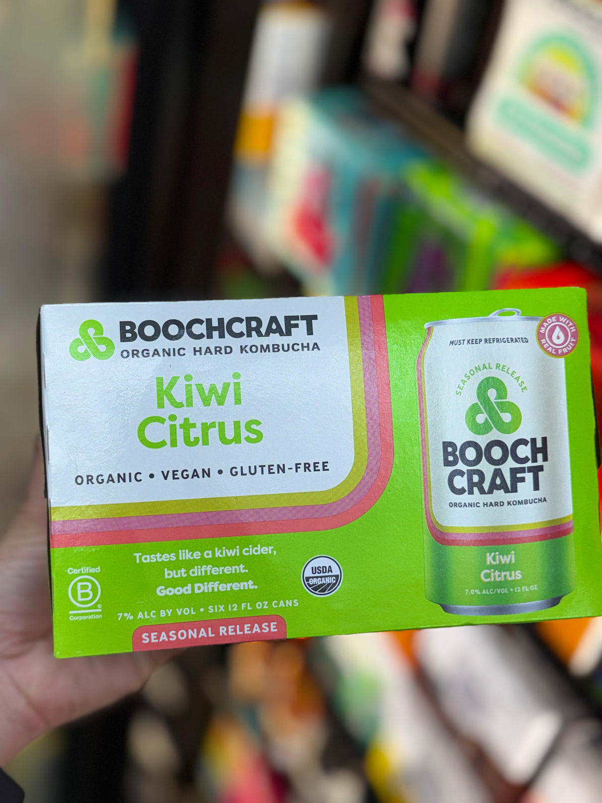 BoochCraft Kiwi Citrus Organic Hard Kombucha 6-Pack | Seasonal Release 7% ABV