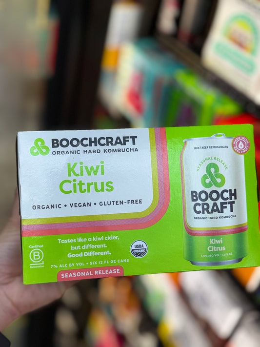 BoochCraft Kiwi Citrus Organic Hard Kombucha 6-Pack | Seasonal Release 7% ABV