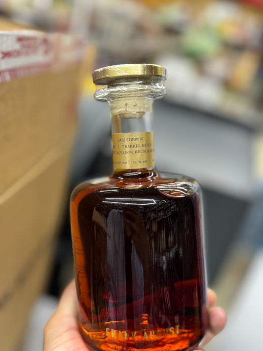 FRANK AUGUST CASE STUDY
"FRENCH CONNECTION"
KENTUCKY BOURBON & RYE
BLEND FINISHED IN CALVADOS, RHUM & RUM CASKS 107.4 PROOF
750ML